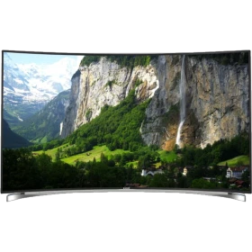 Arçelik A65C 9583 5S Ultra HD 4K LED televizyon, kavisli ekranında doğa manzarası gösteriyor