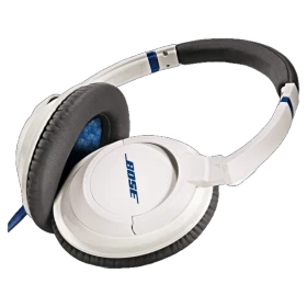 Bose SoundTrue Around Ear beyaz kablolu kulaklık, siyah kulak yastıkları ve ayarlanabilir baş bandıyla