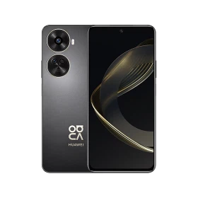 Huawei Nova 12 SE siyah akıllı telefon, ön ekran ve arka kamera modülüyle vitrin görünümü