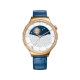 Huawei Watch Ladies Altın akıllı saat, mavi deri kayış ve taş detaylı kadranıyla önden görünüm