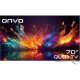 Onvo 70OVF9000UQ Ultra HD 4K QLED televizyon, renkli ekran tasarımıyla önden görünüm