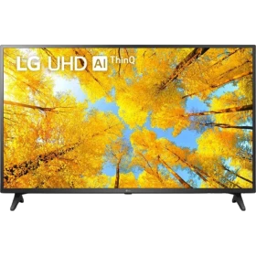 LG 50UQ75006LF Ultra HD 4K LED televizyon ekranında sonbahar manzarası, siyah tasarım