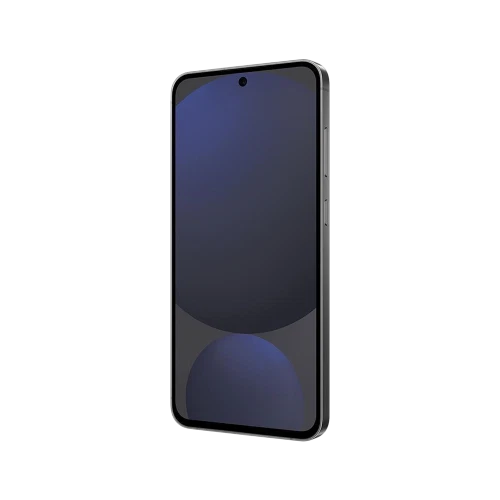 Samsung Galaxy S24 FE siyah akıllı telefon, ince çerçeveli ekran ve delikli ön kamera tasarımıyla önden görünüm