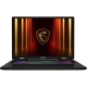 MSI Crosshair A17 HX D8WGKG-012XTR koyu gri oyuncu laptop; ekranında ejderha arması ve RGB klavye ışıkları görünüyor