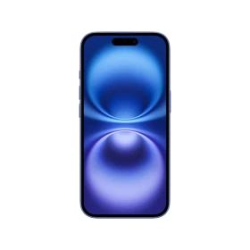 Apple iPhone 16 Plus mavi akıllı telefon, önden görünüm ve mavi tonlu ekran tasarımıyla
