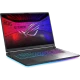 Asus ROG Strix G18 G815JMR-S9035 siyah oyuncu laptop; RGB aydınlatmalı klavye ve oyun temalı ekran görünümü