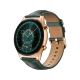 Honor Watch GS 4 altın akıllı saat, yeşil deri kayış ve yuvarlak kadranıyla çapraz açıdan görünür