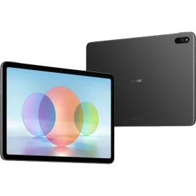 Huawei MatePad 10.4 öğrenci tableti, 4 GB 64 GB gri renkli, önde ve arkada görünümlü vitrin tasarım.