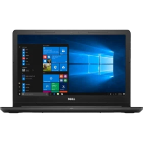 Siyah Dell Vostro 3578 N072VN3578EMEA01_U iş ve ofis laptopu, Windows ekranı açık şekilde önden görünüyor