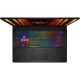 MSI Crosshair A17 HX D8WGKG-044XTR015 koyu gri oyuncu laptop klavye RGB ışıklı ve arka klavye paneli görünüyor