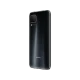 Huawei P40 Lite siyah telefonun arka yüzü, dörtlü kamera sistemi ve parlak tasarımıyla çapraz açıdan görülüyor.