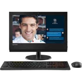 Lenovo V310Z 10QG001NTX masaüstü bilgisayar, siyah monitör, klavye ve fare setiyle birlikte gösteriliyor