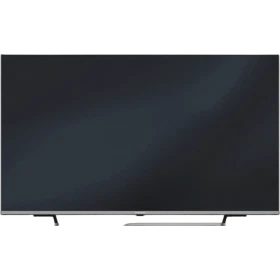 Grundig Paris 75 GHU 9055 Ultra HD 4K LED televizyon, siyah ekran ve ince ayak tasarımıyla önden görünüm