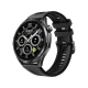 Honor Watch 6 siyah akıllı saat, yuvarlak ekranı ve silikon kordonuyla üç çeyrek açıdan görünür.