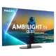 Philips 55OLED810 Ultra HD 4K OLED televizyon, ekranda AMBiLIGHT TV ve astronot teması ile stand üstü.