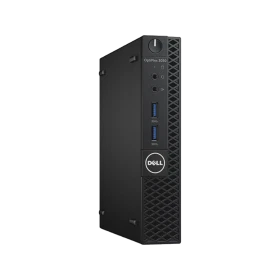 Dell Optiplex 3050 Micro siyah kompakt masaüstü bilgisayar, ön paneli ve bağlantı noktalarıyla birlikte
