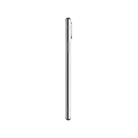 Apple iPhone X beyaz akıllı telefonun yan profilden görünümü, metal çerçeve ve yan tuş detayları