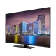 Grundig Miami 49 CLX 9675 BP Ultra HD 4K LED televizyon, şehir manzarası gösteren siyah ekranıyla önden görünüm
