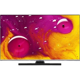 Vestel 55Q9700TT Ultra HD 4K QLED televizyon, renkli soyut görüntü ve ince siyah çerçevesiyle