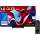 LG OLED77C46LA Ultra HD 4K OLED televizyon, çeşitli renklerde arayüz ve uzaktan kumandayla birlikte görüntüleniyor