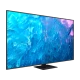 Samsung 85Q70C 85 inç Ultra HD 4K QLED televizyon; su dalgası renkli ekran görüntüsü, genel siyah tasarım