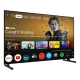 Arçelik A 755 D Ultra HD 4K TV, siyah çerçeveli ekranında akıllı TV uygulamaları ve içerik menüsü gösteriliyor