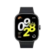 Siyah Xiaomi Redmi Watch 4 akıllı saat, renkli tarih ve aktivite bilgilerini gösteren ekranıyla önden görünüm