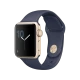 Apple Watch Series 2 38 mm, altın rengi alüminyum kasa ve gece mavisi spor kordonlu akıllı saat
