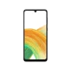 Samsung Galaxy A33 siyah akıllı telefonun önden görünümü, çerçeveli ekran ve damla çentik tasarımı