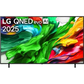 LG 75QNED86A6A Ultra HD 4K QNED televizyon, canlı renkli ekran ve ince çerçeve ile vitrin görünümü