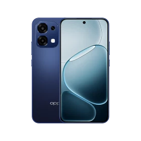 Oppo A6 Pro mavi akıllı telefon, ön ekran ve arka kamera tasarımıyla vitrin görünümü