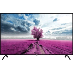 Vestel 55UD9200 Ultra HD 4K siyah LED televizyon, canlı manzara görüntüsüyle önden görünür