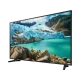 Samsung 50RU7092 Ultra HD 4K LED televizyon ekranında buzul manzarası, genel siyah tasarım görünüyor
