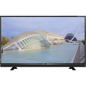 Beko B55 LB 8477 Full HD FHD TV, siyah çerçeveli televizyon ekranında şehir manzarası
