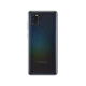 Siyah Samsung Galaxy A21s akıllı telefon, arka yüz ve dörtlü kamera modülü ile parmak izi sensörü görünümü