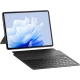 Huawei Matepad Air siyah öğrenci tableti, klavye takılı kullanım görünümü ve canlı ekran içeriği.