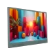 Vestel 32FA9950Y Full HD LED televizyon, renkli soyut manzara görüntüsüyle önden üç çeyrek açıdan.