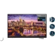 Grundig 55 VLX 8585 BP Ultra HD 4K LED televizyon, şehir manzarası gösteren siyah ekranıyla önden görünüm