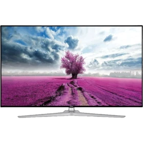 Vestel 49UD9500 Ultra HD 4K LED televizyon, pembe tarlada ağaç görüntüsü ve ince gümüş tasarımıyla öne çıkıyor