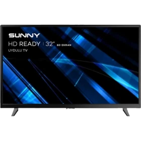 Sunny SN32DAL010 HD Ready 32 inç televizyon, siyah çerçeveli ve ayaklı tasarımıyla önden görünüm
