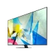 Samsung 65Q80T QLED 65 inç Ultra HD 4K TV, canlı renklerle soyut arka plan görüntüsü.