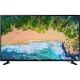 Samsung 65NU7090 Ultra HD 4K LED televizyon, ekranda sahil manzarası ile vitrin görünümlü siyah TV