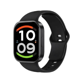 Xiaomi Redmi Watch 6 Active siyah akıllı saat, renkli ekranı ve ayarlanabilir silikon kordonuyla önden görünüm