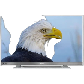 Arçelik A48-LW-5433 Full HD LED televizyon, ekranda kartal görüntüsü ve gümüş renkli çerçevesiyle