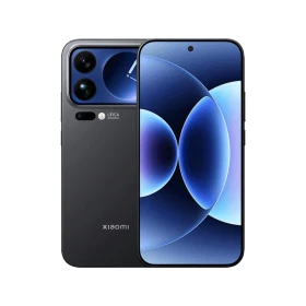 Xiaomi 17 Pro Max siyah akıllı telefon, ön ekran ve arka çift kamera tasarımıyla vitrin görünümü