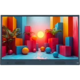 Vestel 32FA9950L Full HD LED TV, siyah çerçeveli ekranında renkli şehir manzarası gösteriliyor