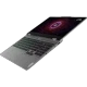Gri Lenovo LOQ 15ARP9 83JC00H4TRA24 oyuncu laptop, açık ekranda RGB aydınlatmalı klavye ile yandan görünüm