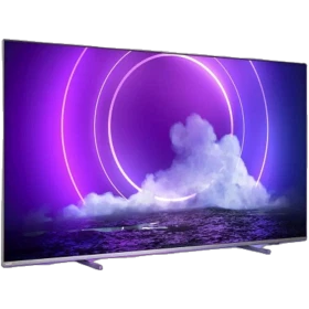 Philips 55PUS9206 Ultra HD 4K LED televizyon, mor bulut ve dairesel ışık efektli ekran görüntüsü