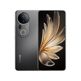 Vivo S20 Pro siyah akıllı telefonun ön ve arka yüzü, geniş ekran ve dairesel kamera modülüyle görünüyor