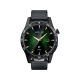 Tecno Watch GT gümüş akıllı saat, siyah kayış ve yeşil kadranıyla önden görünür